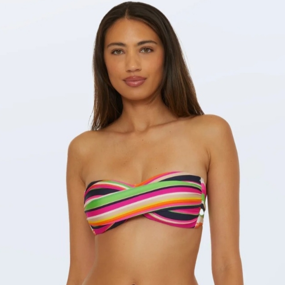 Trina Turk Anniversary Stripe Bandeau Bikini Top NWOT